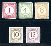 Malaya - Johore Scott J1-J5 MH Complete Set, 1938 Dues (SCV $227)