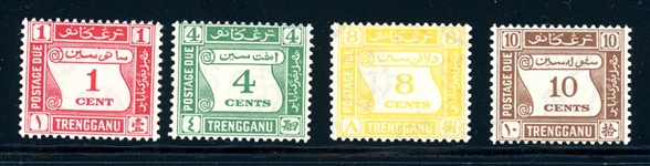 Malaya - Trengganu Scott J1-J4 MH Fine+, 1937 Postage Dues (SCV $184)