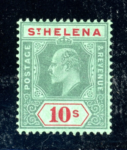 St Helena Scott 60 MH Fine+, 1908 10sh KEVII (SCV $275)