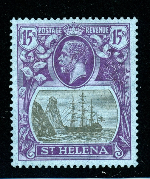 St Helena Scott 94 MLH F-VF, 1922 15sh High Value (SCV $1100)