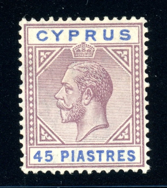 Cyprus Scott 86 MH F-VF, 1921 45p George V High Value (SCV $275)