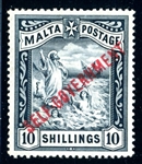 Malta Scott 85 MH VF, 1922 10sh St Paul SELF-GOVERNMENT Overprint (SCV $250)