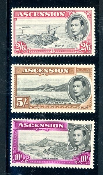 Ascension Scott 47a, 48a, 49a MH, 1944 Perf 13½ Issues (SCV $157)