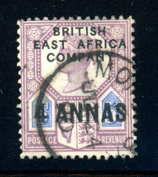 British East Africa Scott 3 Used Fine, 1890 Surcharge (SCV $375)