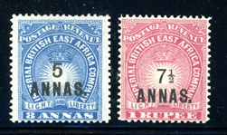 British East Africa Scott 36-37 MH Fine, 1894 Printed Surcharges (SCV $170)