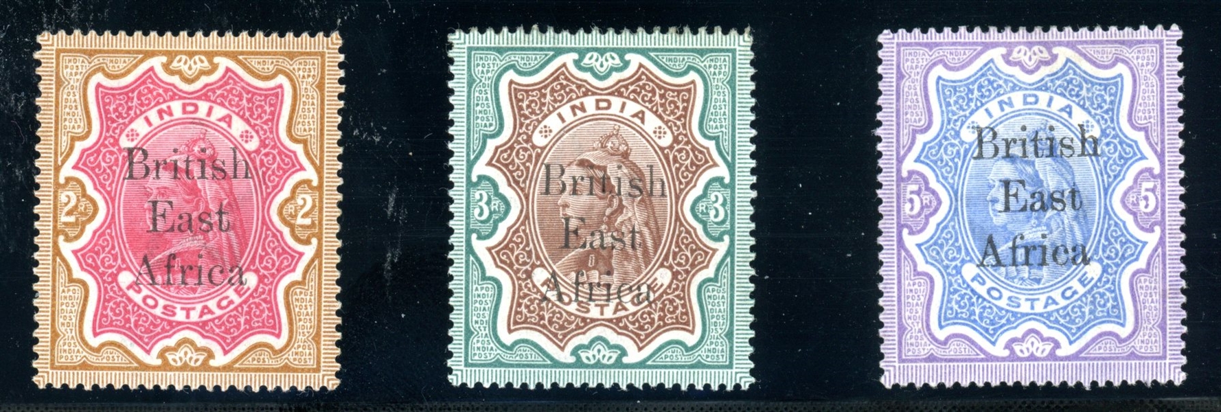 British East Africa Scott 68-70 MH F-VF, 1895 High Values (SCV $465)