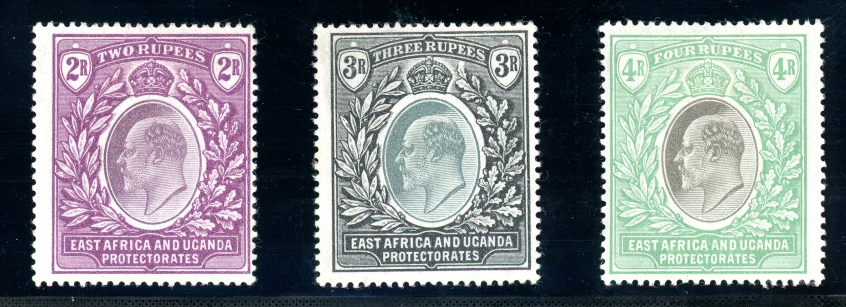 East Africa & Uganda Scott 10-12 MH Fine, 1903 Edward VII (SCV $445)