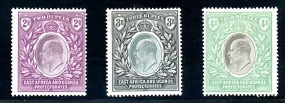 East Africa & Uganda Scott 10-12 MH Fine, 1903 Edward VII (SCV $445)