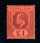 Sierra Leone Scott 89 MLH Fine, 1904 £1 Edward VII High Value (SCV $300)