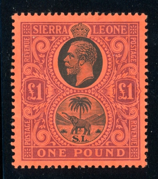 Sierra Leone Scott 119 MLH F-VF, 1912 £1 George V (SCV $250)