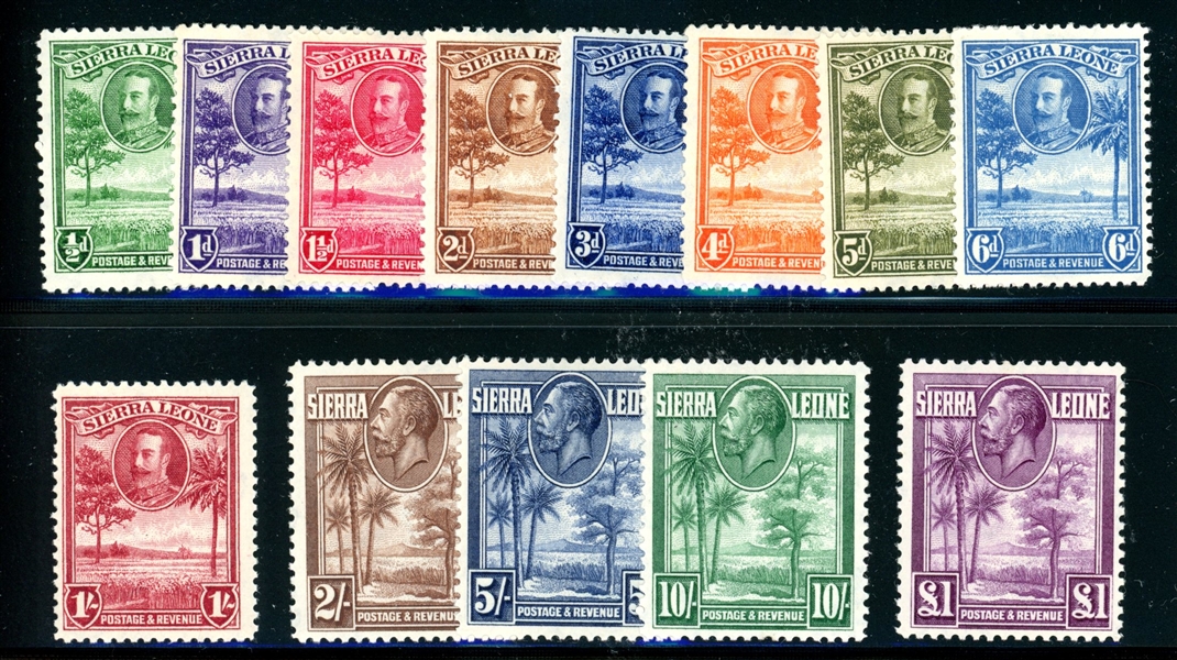 Sierra Leone Scott 140-152 MH Complete Set, 1932 KGV Pictorials (SCV $317)