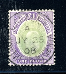 Southern Nigeria Scott 31 Used F-VF, 1906 £1 Edward High Value (SCV $425)