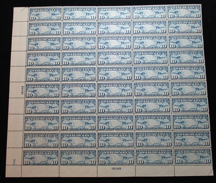 USA Scott C7 MNH Full Sheet, 1926 10¢ Map Issue (Est $00-150)