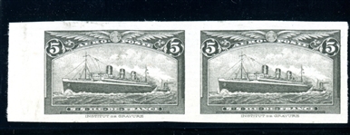 France Essay 1930 Imperf Horizontal Pair SS Ile de France (Est $100-150)