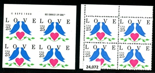 USA Scott 2440a MNH Imperf Block/4, 1990 Love Stamp (SCV $1100)