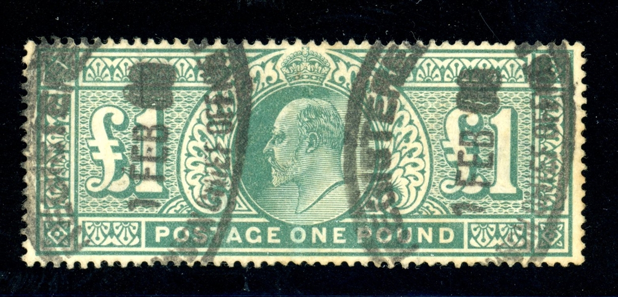 Great Britain Scott 142 Used VF, £1 KEVII Issue (SCV $825)