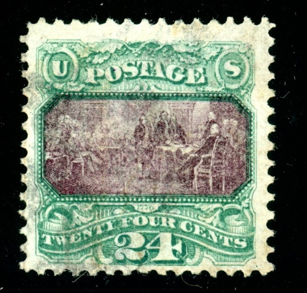 USA Scott 120 Used F-VF, 1869 24¢ Pictorial with 2024 Crowe Cert (SCV $650)