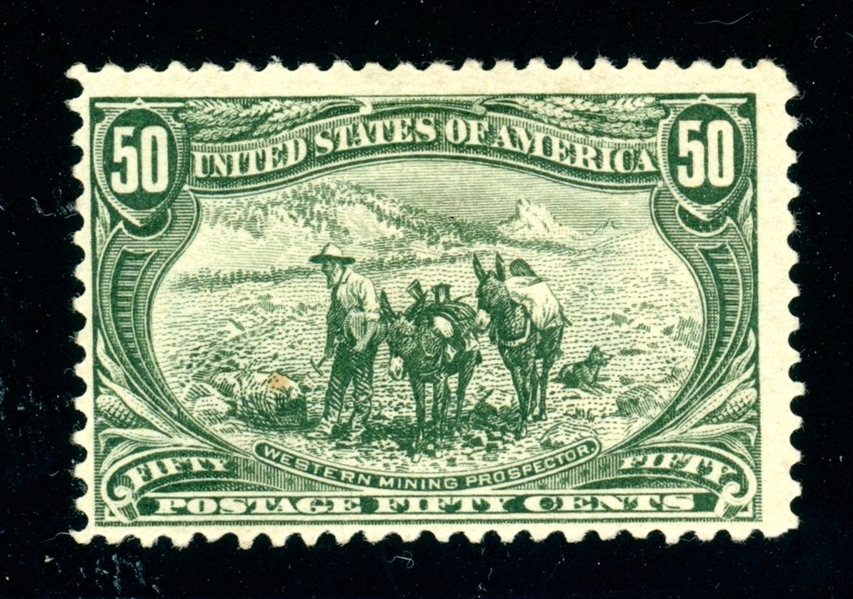 USA Scott 291 MH Fine, 50¢ Trans-Miss with 2024 Crowe Cert (SCV $600)