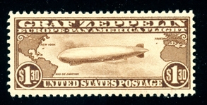 USA Scott C14 MH Grade 80VF, 1930 $1.30 Zeppelin with 2024 Crowe Cert (SCV $375)