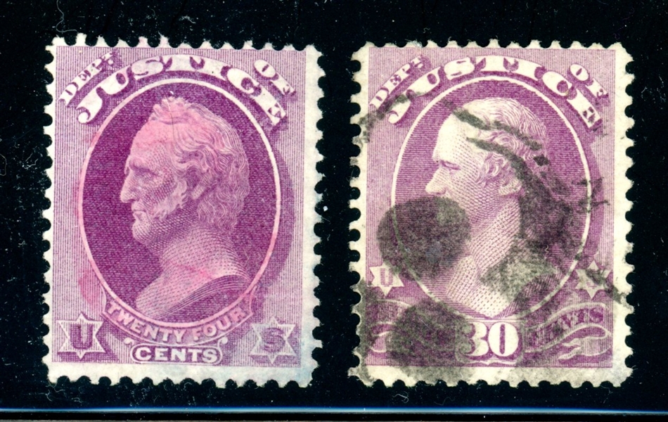 USA Scott O32-O33 Used, 1873 Justice Issues (SCV $775)