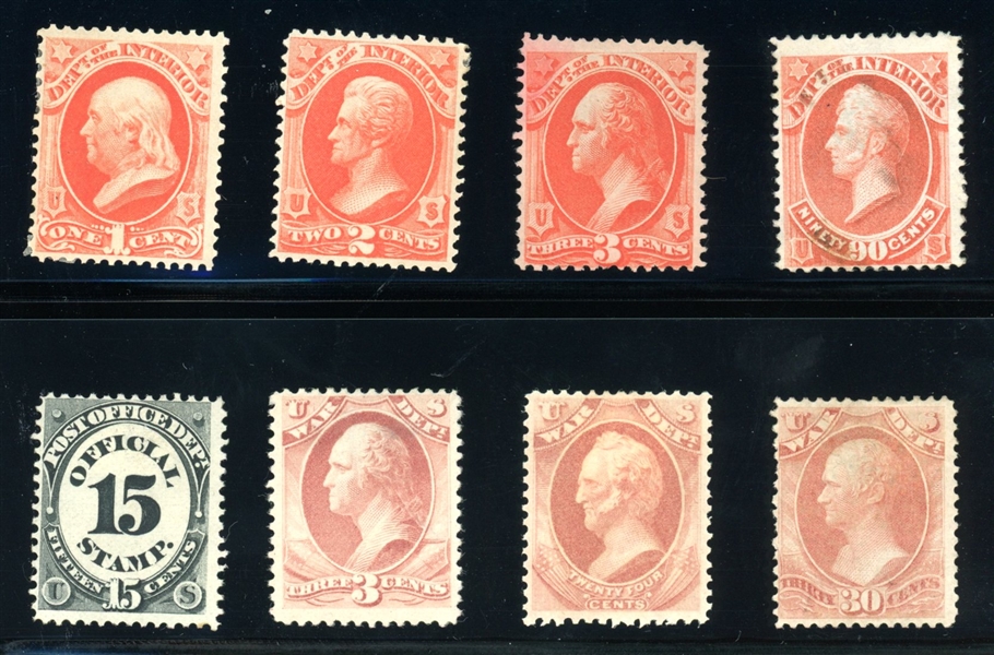 USA Scott O15//O92, 8 Different Unused Officials (SCV $765)