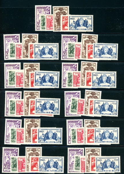 1937 Paris International Colonial Arts Expo Omnibus MNH (SCV $394)