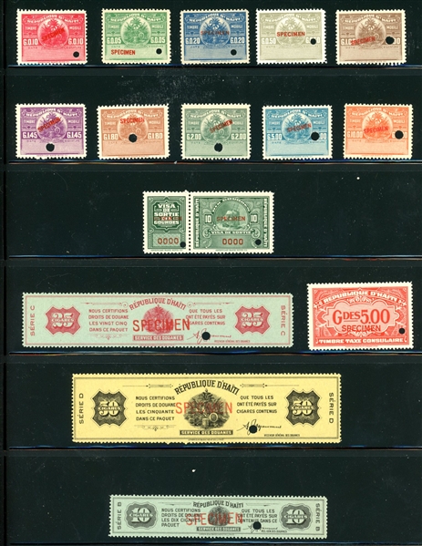 Haiti SPECIMEN Revenue Stamps (Est $60-90)