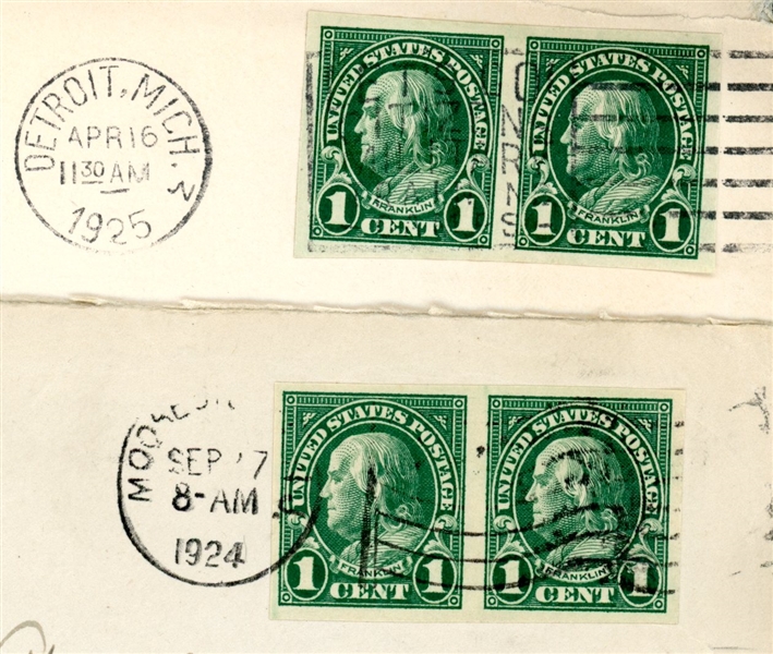 USA Scott 575 Pair on Covers, 2 Different Covers (SCV $200)