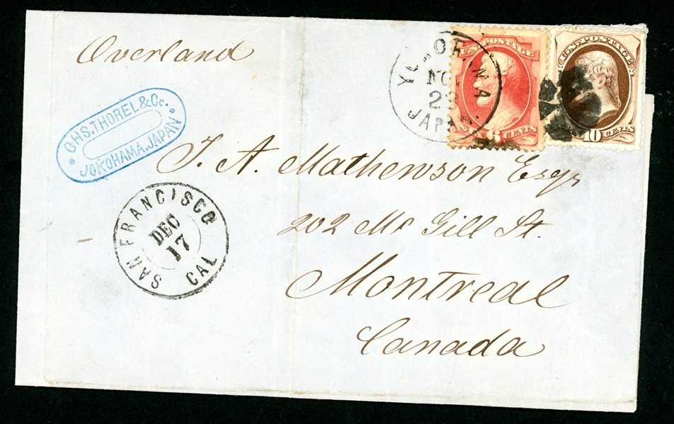 USA Scott 148, 150 on Cover to Montreal with Yokohama Japan Cancel (Est $100-150)