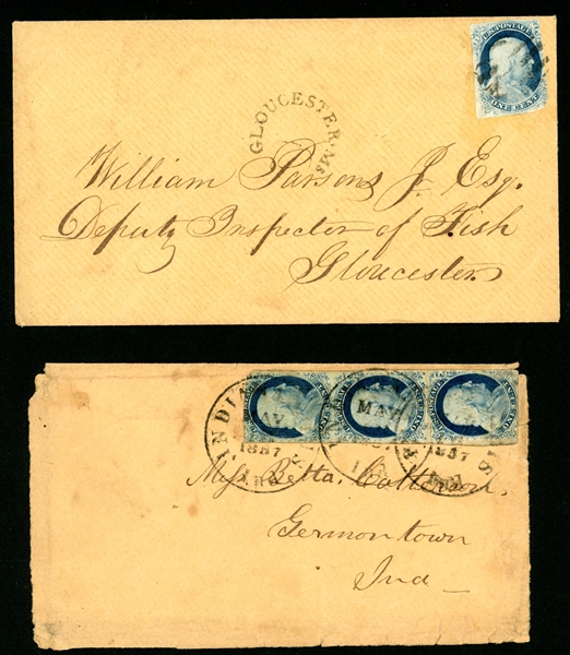 USA Scott 9 on Cover, 2 Different Covers, 1850's (Est $150-200)