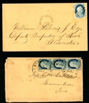 USA Scott 9 on Cover, 2 Different Covers, 1850s (Est $150-200)