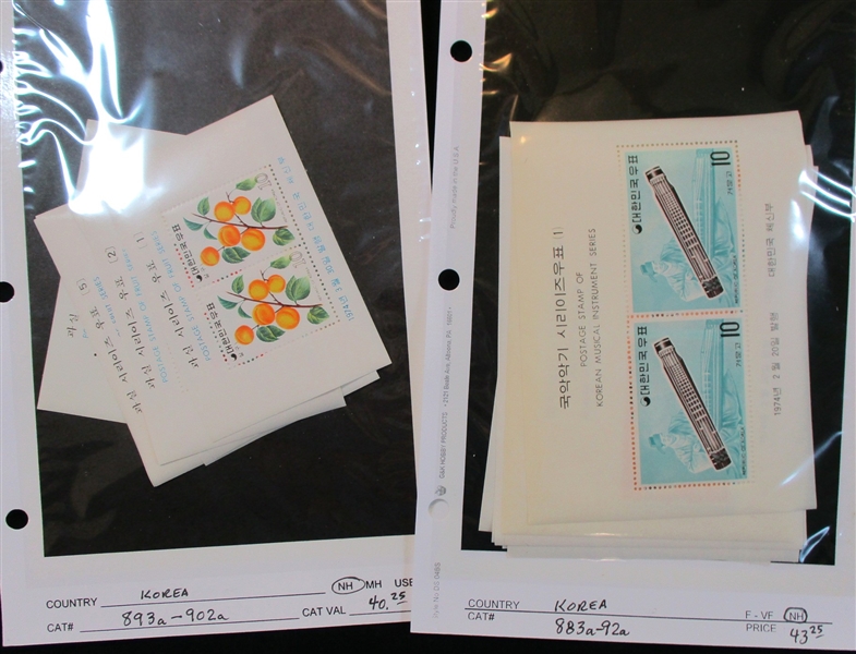 Korea Group of Better MNH Souvenir Sheets (SCV $966)