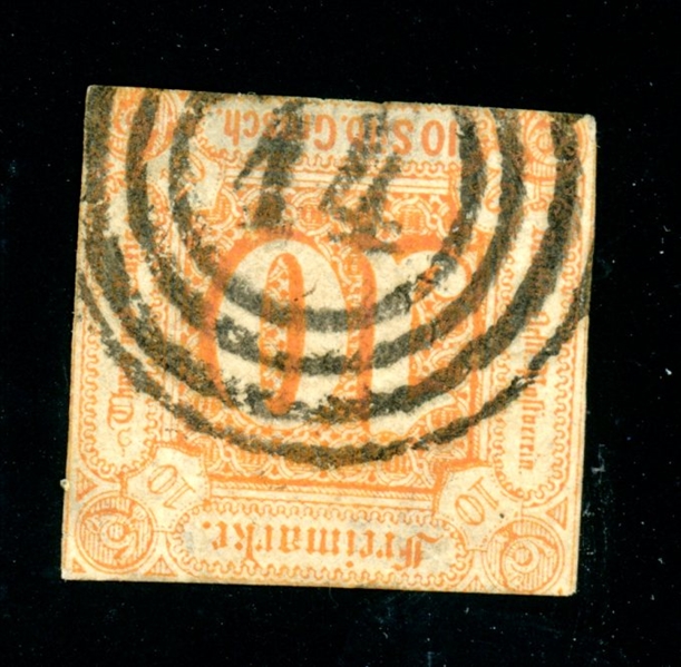 Thurn & Taxis Scott 14 Used, Faulty, with 1968 PF Cert (SCV $875)