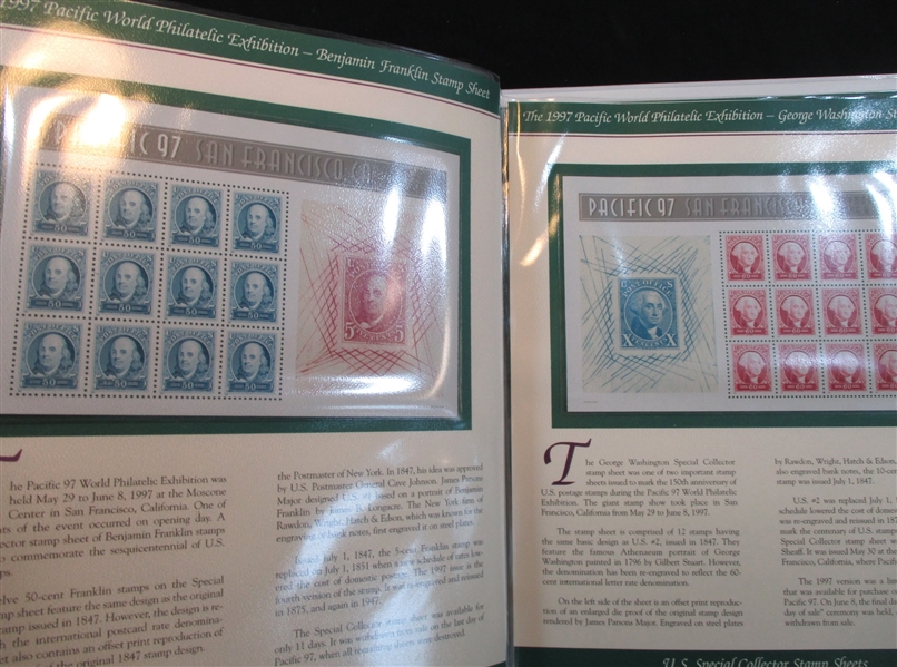 USA Souvenir Sheets on PCS Collection Pages Plus More (Est $100-150)