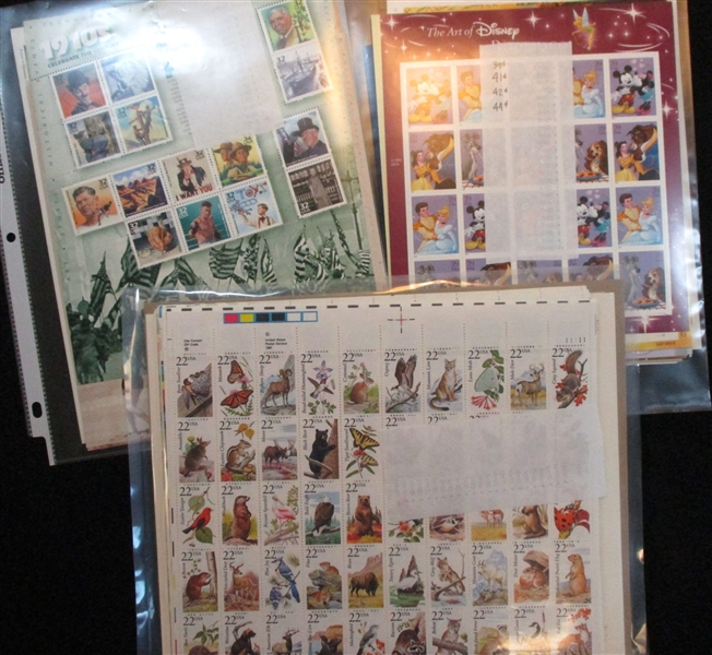 USA Mint Sheets, 29¢ to 44¢ Values with Some Higher (Face $1274)