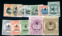 North Borneo Scott 91-102 MH Complete Set, 1899 4¢ Surcharges (SCV $197)