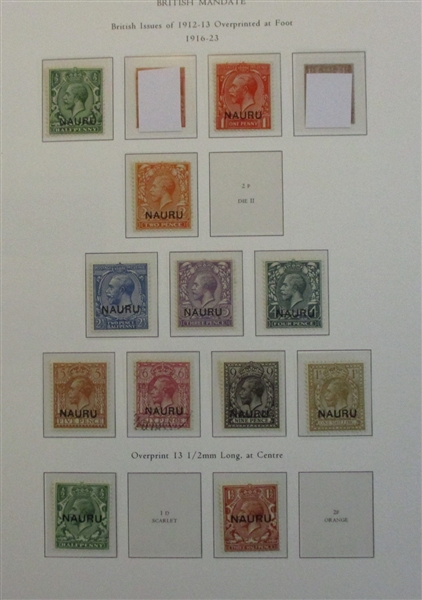Nauru Collection, 1916-1966 on Palo Hingeless Pages (SCV $559)
