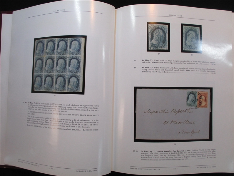 Robert Zoellner Collection - Auction Catalog by Siegel Auctions 1998 (Est $20-40)