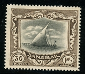 Zanzibar Scott 136 MH F-VF, 1913 30R Dhow (SCV $425)