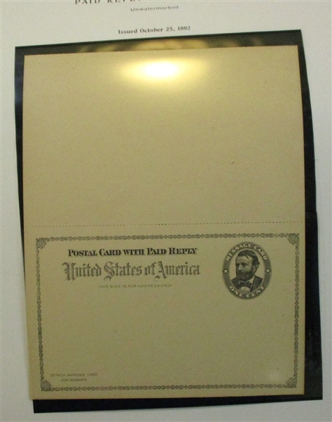 Meticulous Unfolded Paid Reply Postal Card Collection (Est $ 200-300)