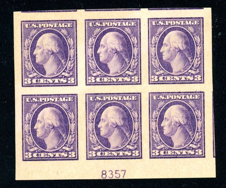 USA Scott 484 MNH Plate Block/6, 3¢ Washington VF (SCV $160)