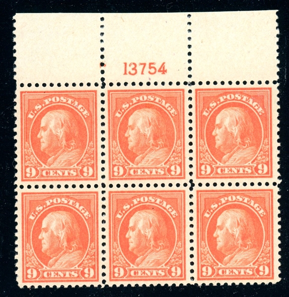 USA Scott 509 MNH Plate Block/6, 9¢ Franklin, Superb! (SCV $250)