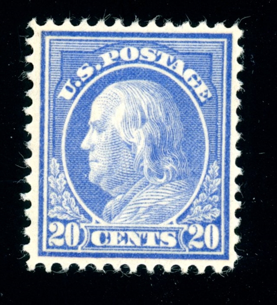 USA Scott 419 MHR VF, 1914 20¢ Franklin (SCV $190)