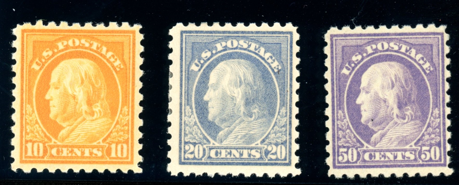 USA Scott 472, 476-477 MH F-VF, 3 Different Franklin Issues (SCV $1210)