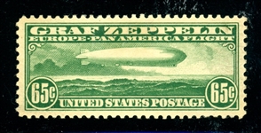 USA Scott C13 MH VF, 1930 65¢ Zeppelin (SCV $180)