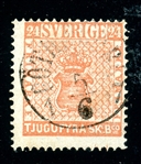 Sweden Scott 5a Used Fine, 5Sk Orange Red with 2024 APS Cert (SCV $2100)