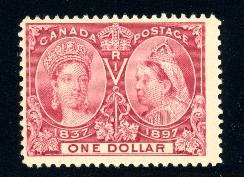 Canada Scott 61 MLH F-VF, 1897 $1 Jubilee (SCV $750)