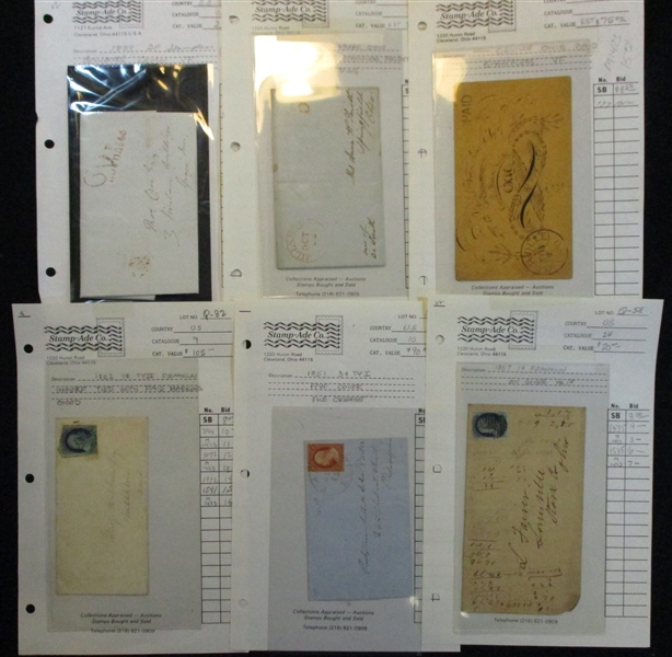 USA Cover Lot - Stampless to Early 1900's (Est $500-600)