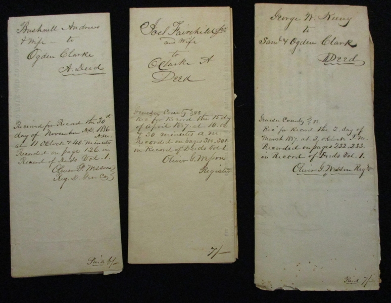 Group of 11 Deeds, 1836-1861 (Est $75-100)