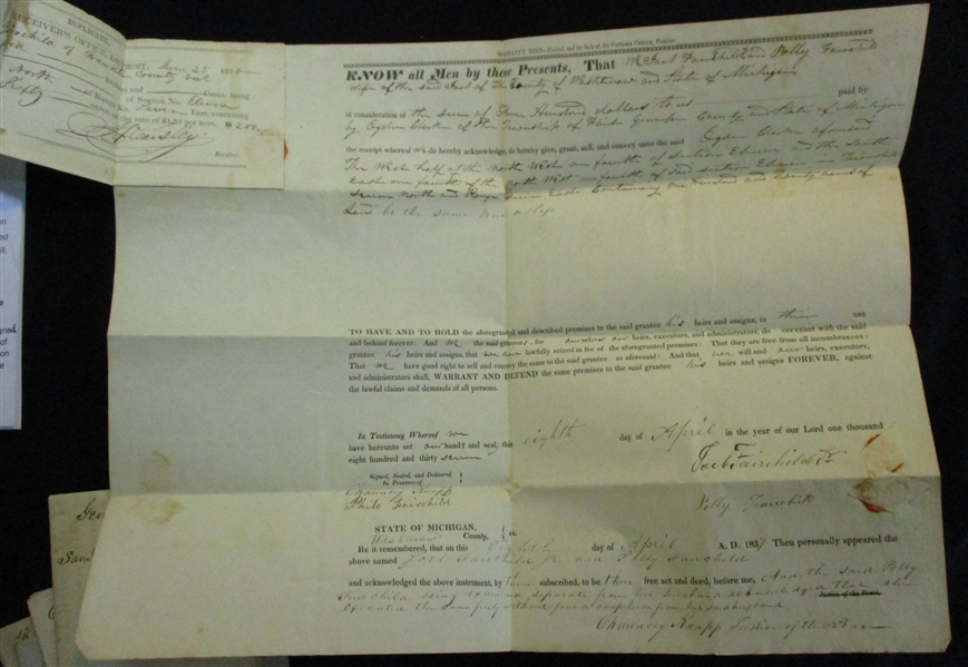 Group of 11 Deeds, 1836-1861 (Est $75-100)